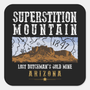 MONTAÑAS DE LA SUPERSTICIÓN CALCOMANÍA CUADRADA DE