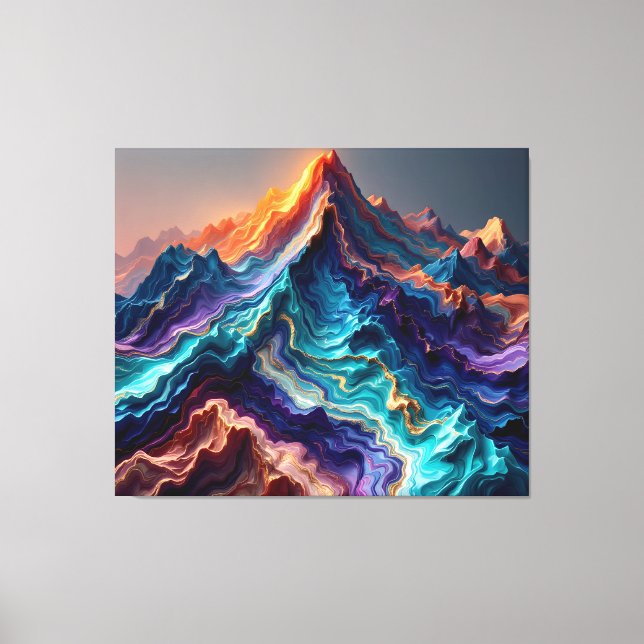 Montañas de mármol vibrantes: pared de lienzo abst (Anverso)
