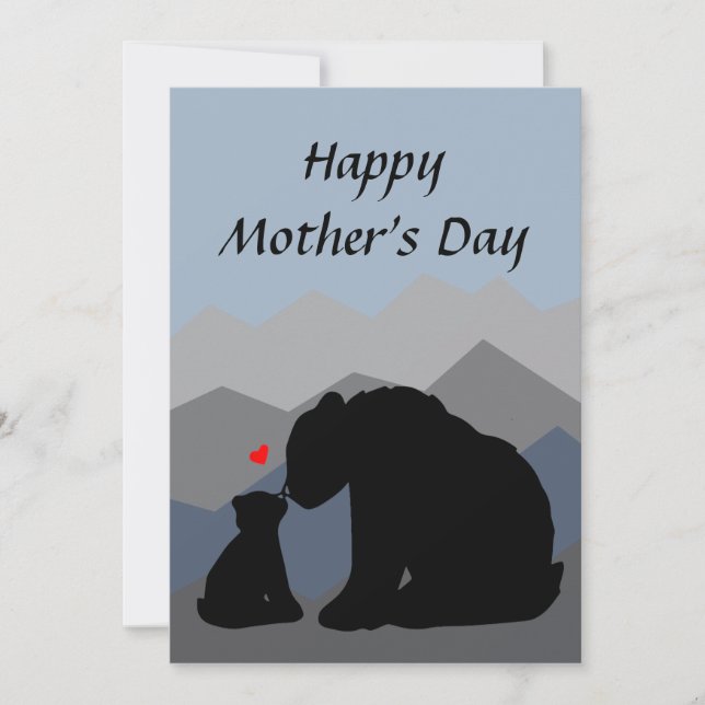 Montañas de oso de mamá y bebé - Tarjeta del día d (Anverso)