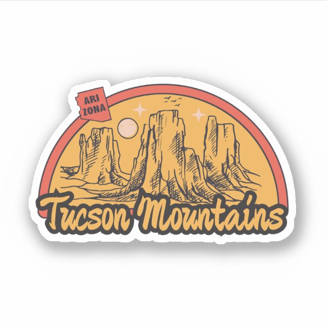 Montañas de Tucson, Arizona  Calcomanía (Anverso)
