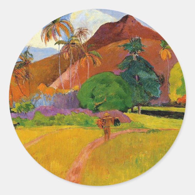 'Montañas en Tahití' - Pegatina Paul Gauguin (Anverso)