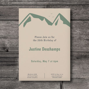 Montañas en verde - Invitación de cumpleaños marró