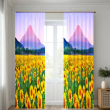 Montañas Fuji y Cortinas de Girasol