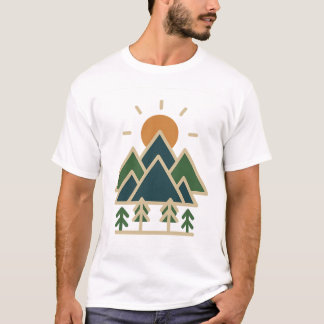 Montañas Geométricas Modernas Aventura Camiseta | 