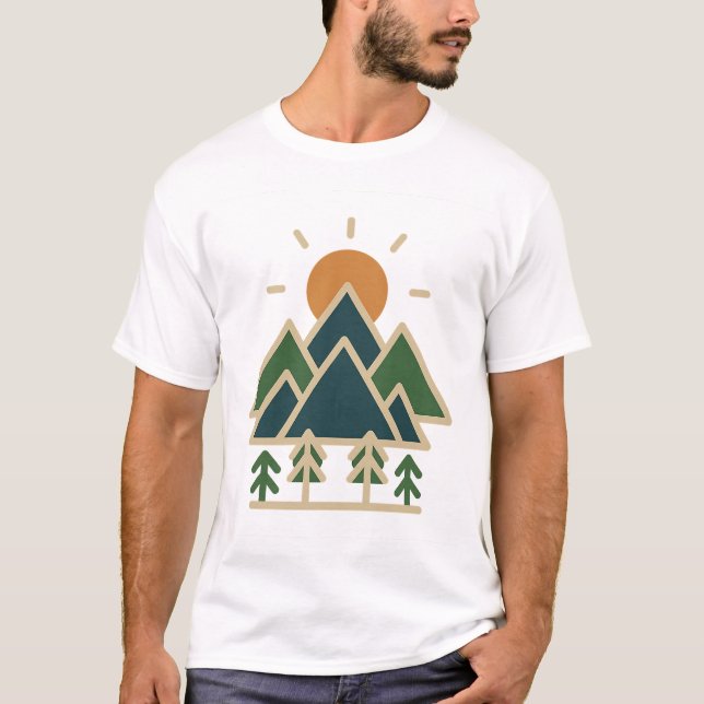 Montañas Geométricas Modernas Aventura Camiseta |  (Anverso)