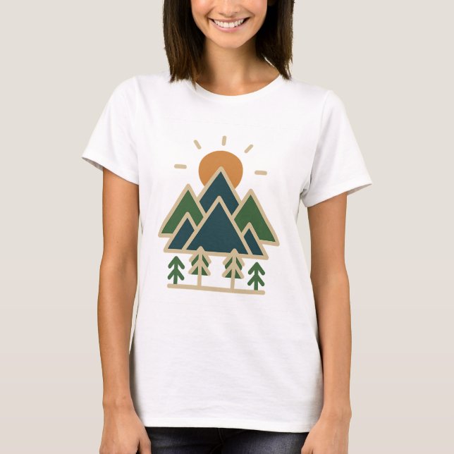 Montañas Geométricas Modernas Aventura Camiseta |  (Anverso)