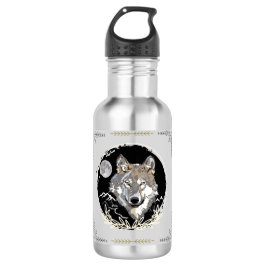 Montañas Gray Wolf Moon Nocturna Botella de Agua S