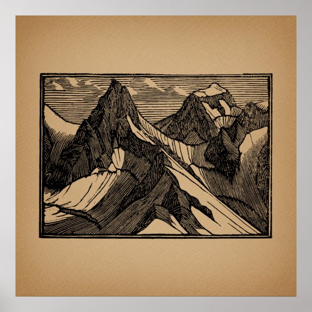 Montañas ilustradas Arte de época (Frente)
