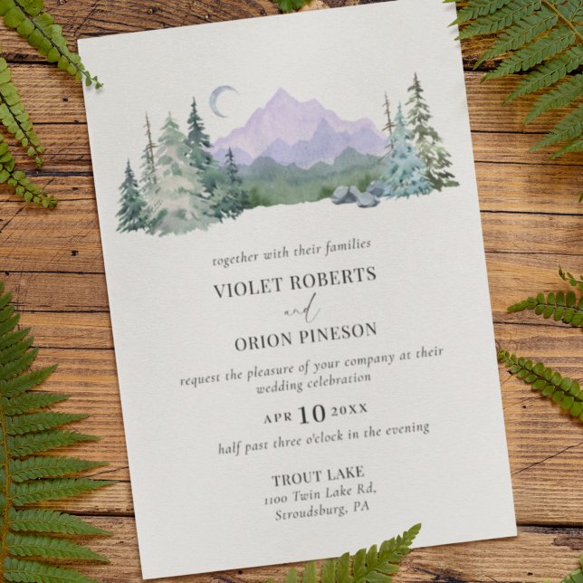 Montañas Invitación a la boda rústica forestal (Subido por el creador)