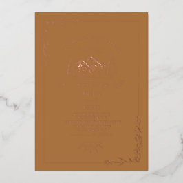 Montañas Invitación al Relieve metalizado Boda Gol