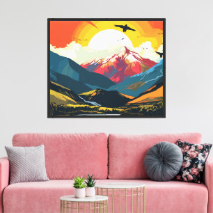 Montañas majestuosas del atardecer Arte naranja vi