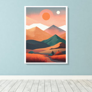 Montañas minimalistas de arte del Boho