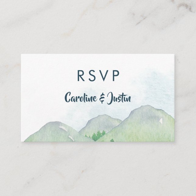 Montañas Misty Tarjetas RSVP de pequeña boda (Anverso)