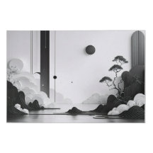 Montañas Monocromas - Resumen de arte paisajístico