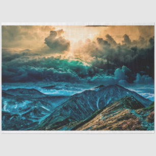 Montañas Nubes Cielo Papel de Tejido Desnudo