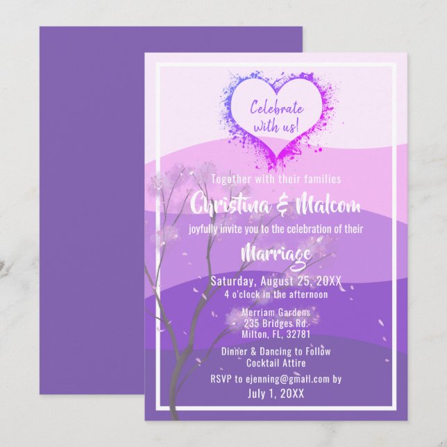 Montañas Púrpura Majestad Invitación a la boda sim (Anverso / Reverso)