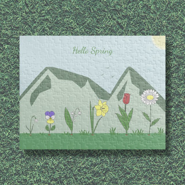 Montañas y rompecabezas de primavera (Mountains & Spring Flowers Landscape Puzzle)
