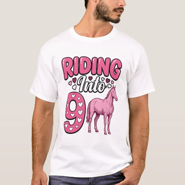 Montando en 9 Cumpleaños de caballo Camiseta vinta (Anverso)