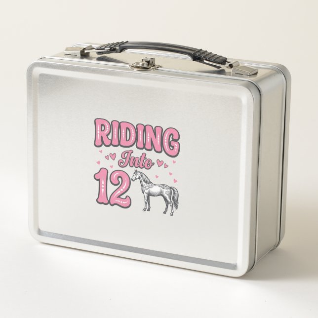 Montando en Cumpleaños de 12 Caballos Diseño Vecto (Anverso)