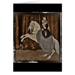 Montando un caballo por el bosque