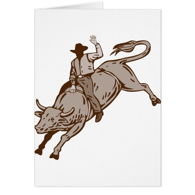 Montar a caballo del toro del vaquero del rodeo (Frente)