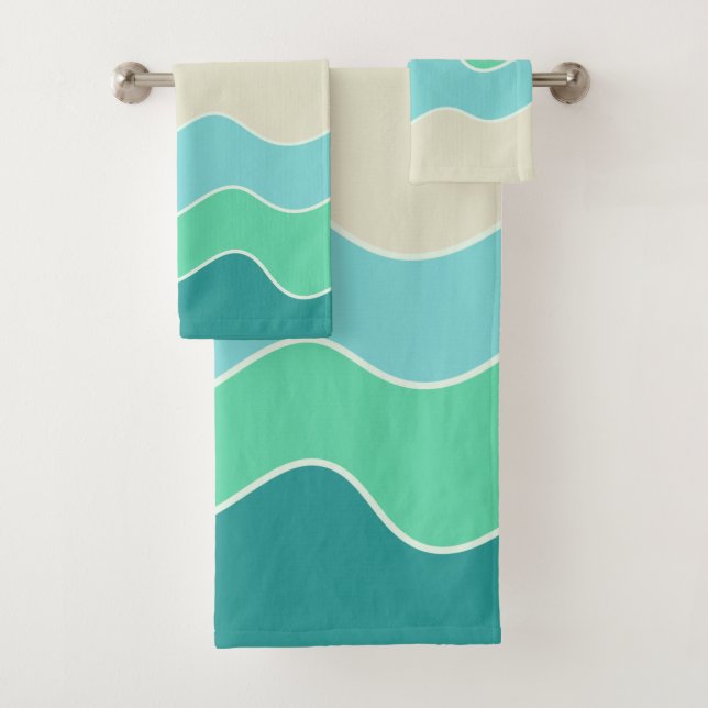 Montar el juego de toallas de baño de las olas (In situ)