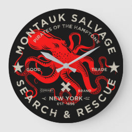 Montauk Salvage Co. Octopus Gran reloj de pared