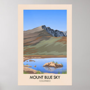 Monte Cielo Azul Colorado EE. UU. Póster de viaje