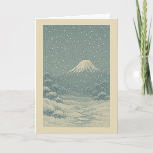 Monte Fuji en invierno - Tarjeta de Navidades (Anverso)