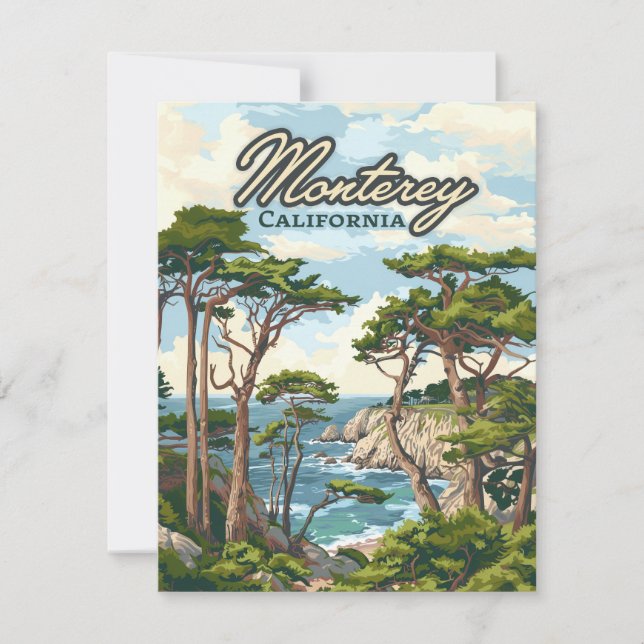 Monterey California Cypress Trees Ocean Coast Card (Anverso)