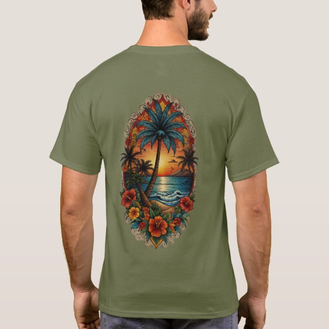 "Monterey Tropics: Arte de camisetas inspirado en  (Reverso)