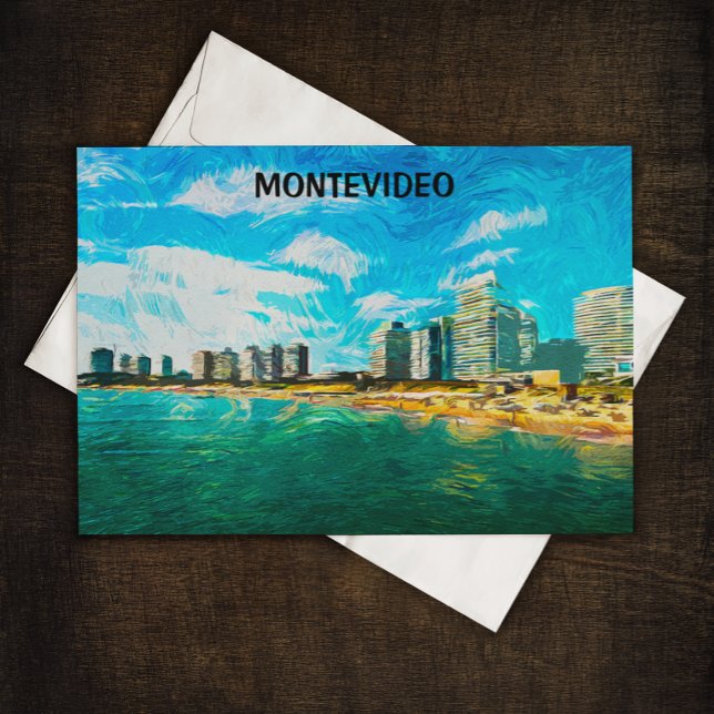 Montevideo Uruguay Vista postal (montevideo uruguay painting city view)
