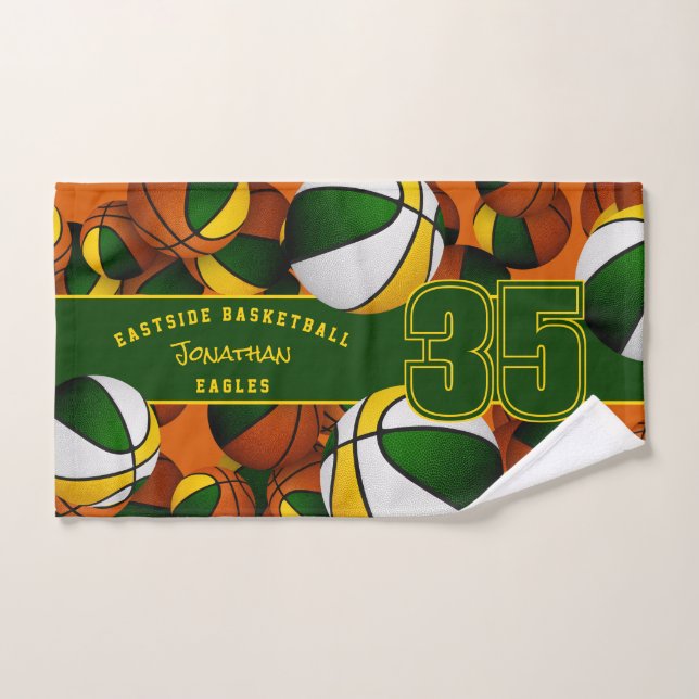 Montones de baloncesto personalizado de oro verde  (Toalla de mano)