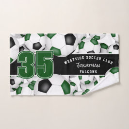 Montones de bolas de fútbol de color negro verde