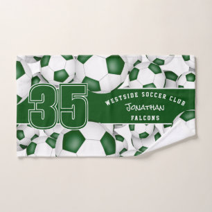 Montones de bolas verdes de fútbol blanco nombre d