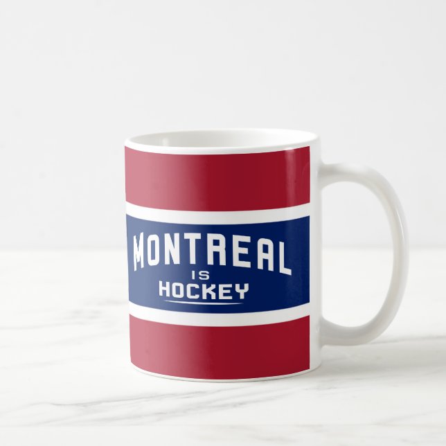 Montreal es hockey, rojo, blanco, y taza azul (Derecha)