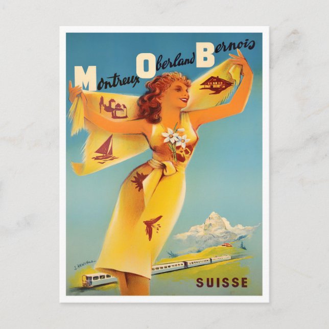 Montreal Suiza Viaje con tarjeta postal (Anverso)