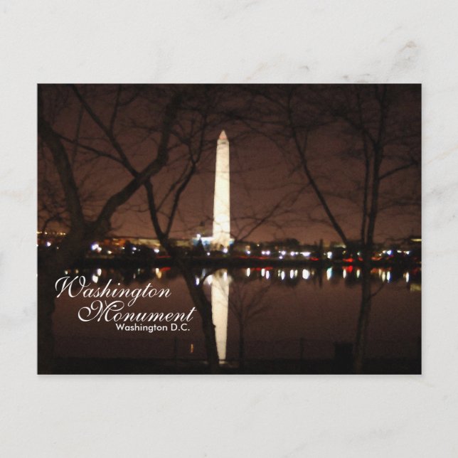 Monumento a Washington, tarjeta postal de Washingt (Anverso)