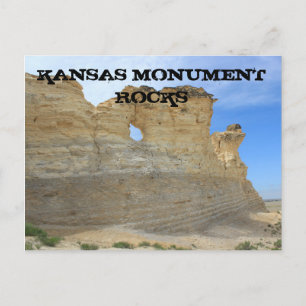 Monumento de Kansas Rocks con tarjeta postal azul 