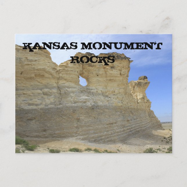 Monumento de Kansas Rocks con tarjeta postal azul  (Anverso)