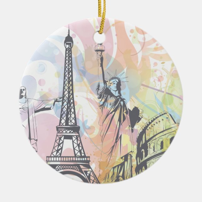 Monumentos del ornamento personalizado mundial (Frente)