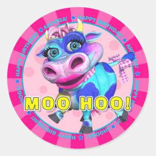 ¡MOO HOO! Pegatinas del cumpleaños con el MOO de