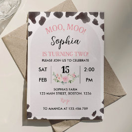 Moo Moo Soy Invitación a Cumpleaños de Dos Chicas