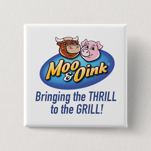 Moo & Oink "Emociónate a la Parrilla" Botón (Anverso)