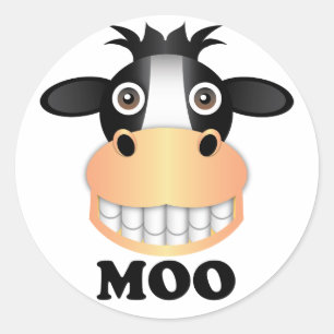 Moo - Pegatina redondo clásico,  brillante