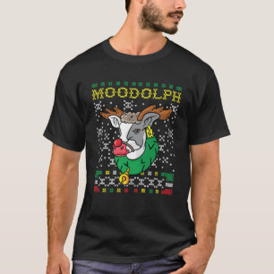 Moodolph Moo Cow Reindeer Navidades feos suéter F
