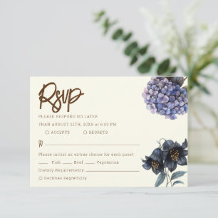 Moody Black Floral Clásica Tipografía Boda Rsvp