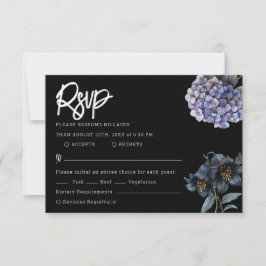 Moody Black Floral Clásica Tipografía Boda Rsvp