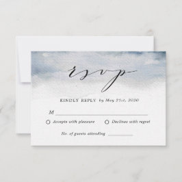 Moody Blue Watercolor Wedding Tarjeta de respuesta