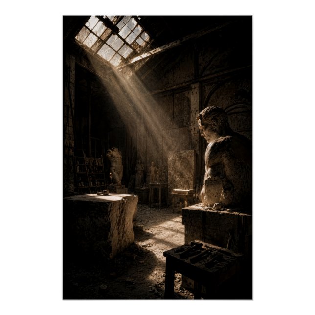 Moody Chiaroscuro Sculpture Studio Fine Art Poster (Anverso)